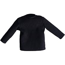 Doll Miniature Shirt 1/12 Scale Pullover Top Long Sleeve Outfit Casual for 6 Inch Figures Cloth Material Suitable for Action Figure Collection DIY Dre, black