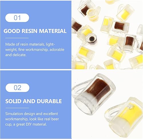 Miniatura 3 de Toddmomy Adornos para tazas de té, 150 piezas de cerveza de resina de cerveza, mini tazas de cerveza, tazas de cerveza en miniatura, accesorios