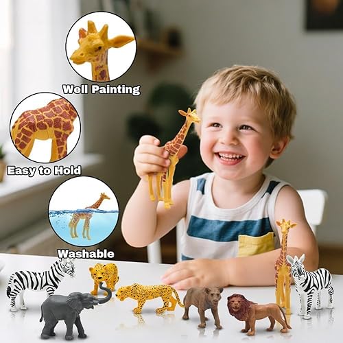 Miniatura 2 de Figuras de animales de safari, juguetes de animales de zoológico de plástico para niños pequeños de 1 a 3 años, figuras realistas de animales de la