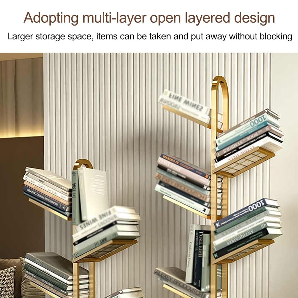 Libreria a torre a 6/8 ripiani, in metallo, multiuso, per soggiorno, ufficio, camera da letto
