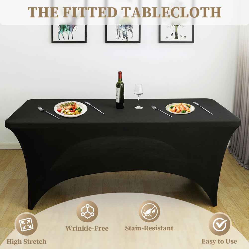 AMFUN 2 Pack 6FT Kitchen Spandex Table Cloth, Stretch Rectangular Table Cloth,Tight - Image 3