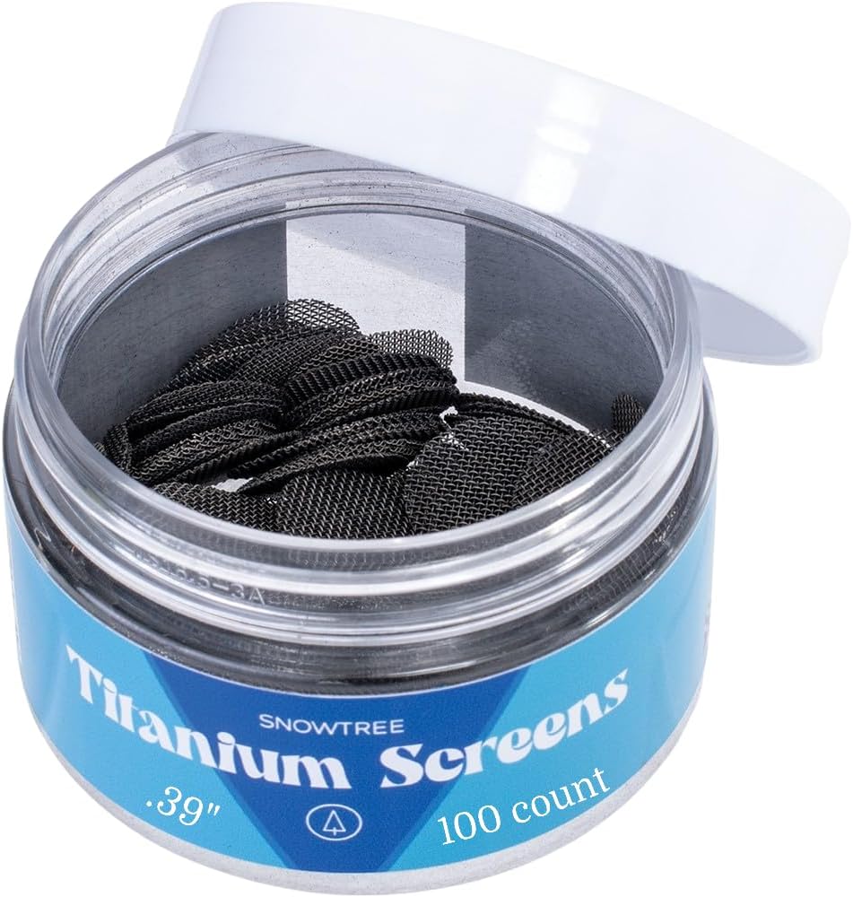 SnowTree - Titanium Screens 0.39" Diameter - Replacement Screens for Your Glass Pieces - Titanium Metal Mesh for Superior Strength & Safety – Higher Heat Resistance (100)