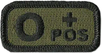Tactical Blood Type Patches -"Type O Positive" - 2"x1"
