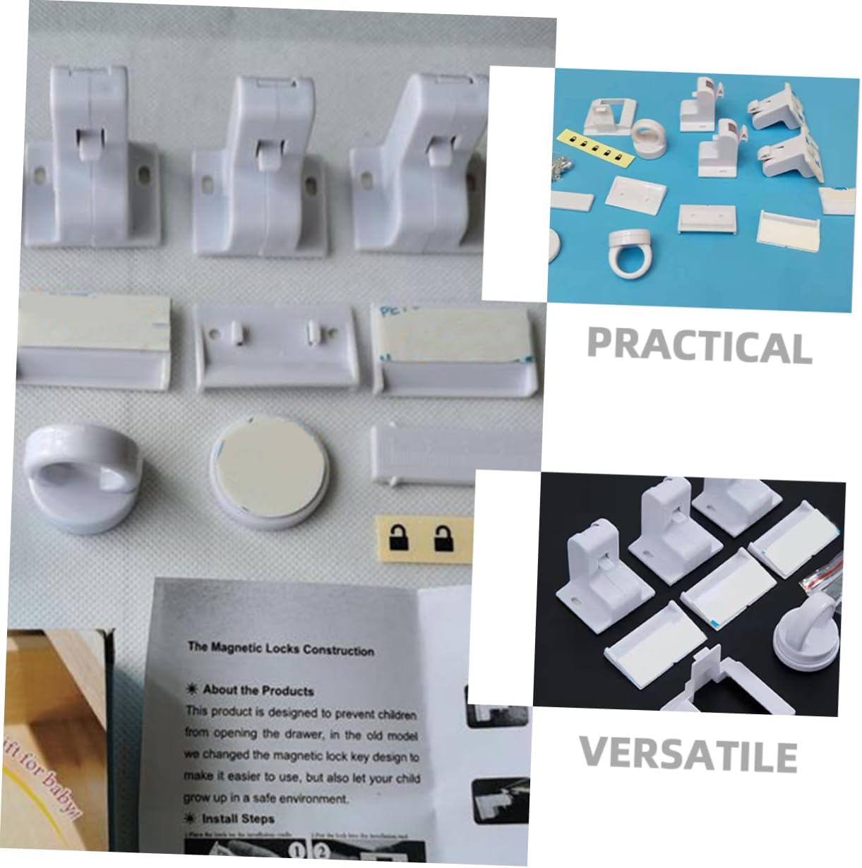4 Sets Childproof Locks for Cupboards Safety Drawer Latches Cabinet Locks ()