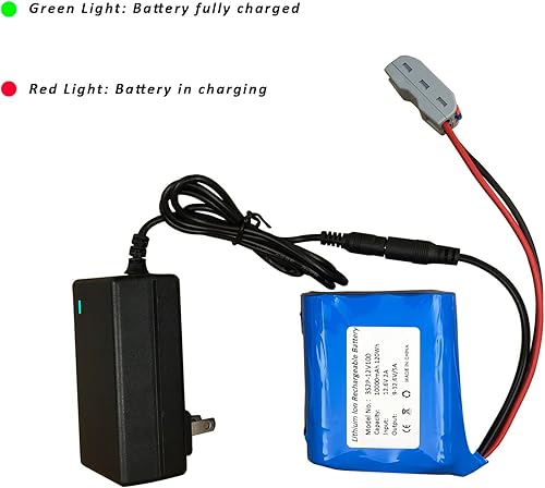 Miniatura 5 de Seasider Batería de litio recargable de 12 V 10000 mAh, batería de iones de litio de repuesto de cable de plomo desnudo con cargador de 12 V para