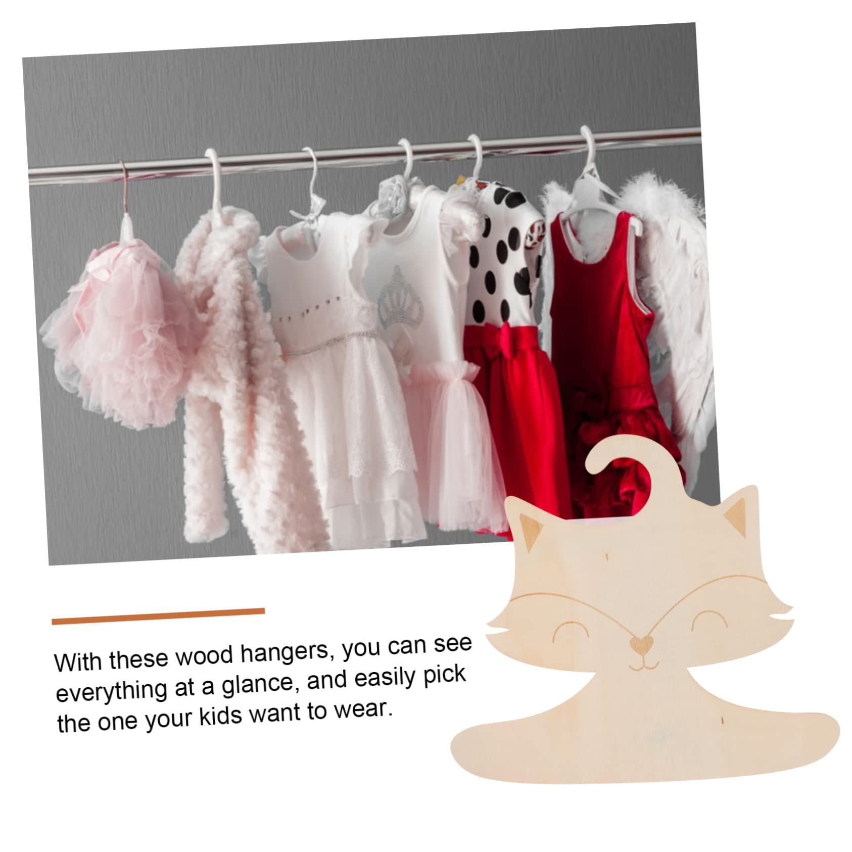 Happyyami Nursery Decorative Hangers 10 Pack Wooden Fox Hangers for Boys and Girls Space-Saving and Long-Lasting