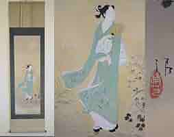 掛軸　美人絵　本仕立て　清少納言　肉筆 掛軸 美人絵 本仕立て 清少納言 肉筆 新しい到着 掛軸 美人絵 本
