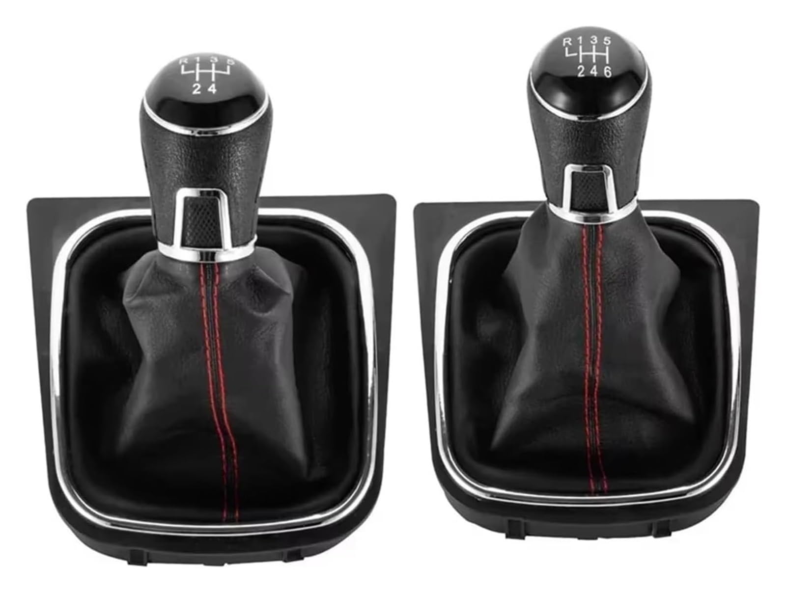 Pomelli Leva Cambio Auto Per VW Per Golf 5 6 Per Jetta V VI Per Scirocco Pomello Del Cambio A 5/6 Velocità E Cuffia In Pelle Nera(6 Speed)