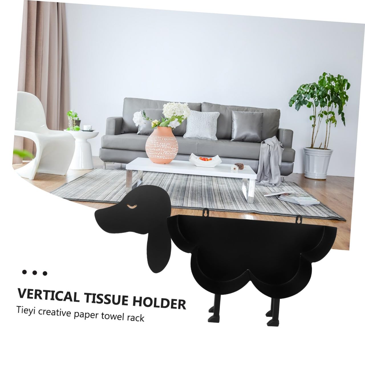 LIFKOME Portarrollos De Papel Higiénico Vertical para Cachorros Portarrollos De Hierro Diseño De Dibujos Animados para Escritorio o Sala De Estar