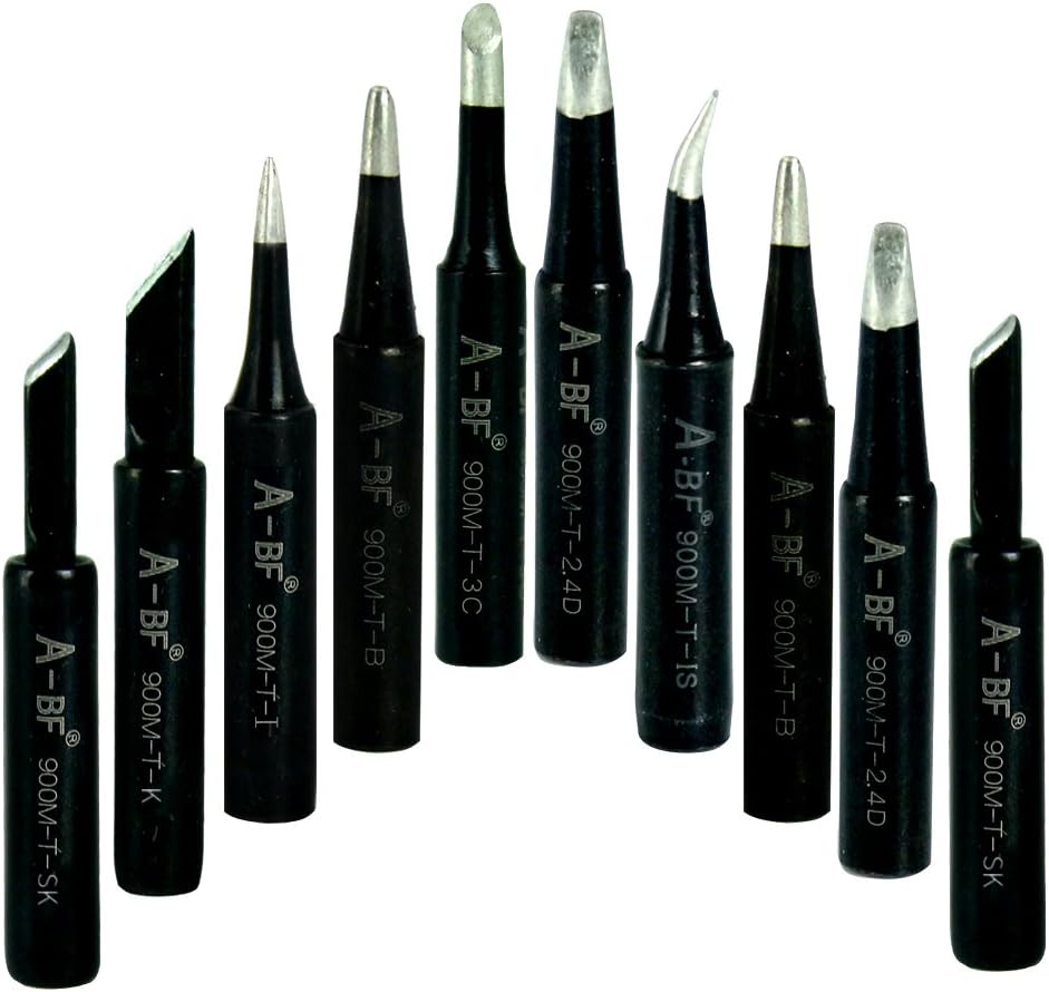 A-BF 10pcs 900M-T Soldering Iron Tips Black for Hakko, TENMA, ATTEN, QUICK, Aoyue, Yihua, ABF Soldering Station, Soldering Gun, Welding Solder Tips