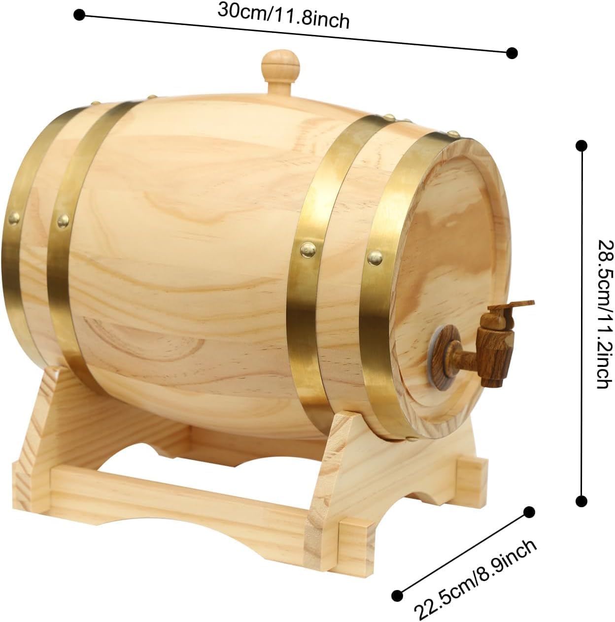 Wine Barrel, Wine Barrel Dispenser, Whiskey Bourbon Rum Brandy Tequila Dispenser, Wooden Wine Keg Beverage Dispenser with Faucet, for Homes Hotels Companies Bars & Kitchens