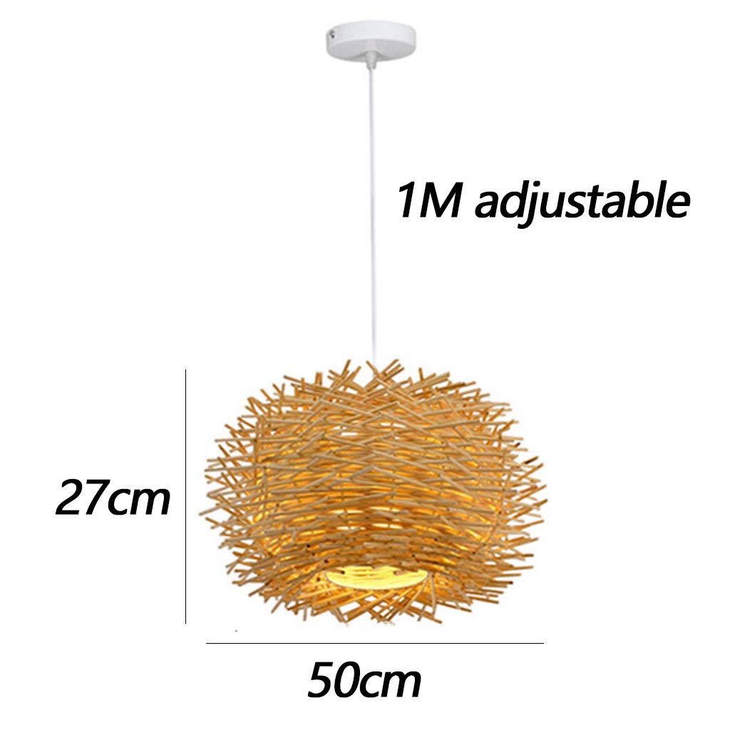 Rattan Lampada A Sospensione Retro Dell'uccello Creativo Nido Lampadario E27 Ciondolo Regolabile Lampade Ristorante Soggiorno Camera Da Letto Balcone Ufficio Cafe Bar Luci Lampadari,Beige,50cm