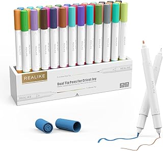 REALIKE Dual Tip Pens for Cricut Joy Accessories Tools Dual Tip Marker Pens Set of 36 Pack Assorted Writing Drawing Fine Point Pen Compatible with Cricut Joy Cutting Machine (0.4 Tip & 1.0 Tip)