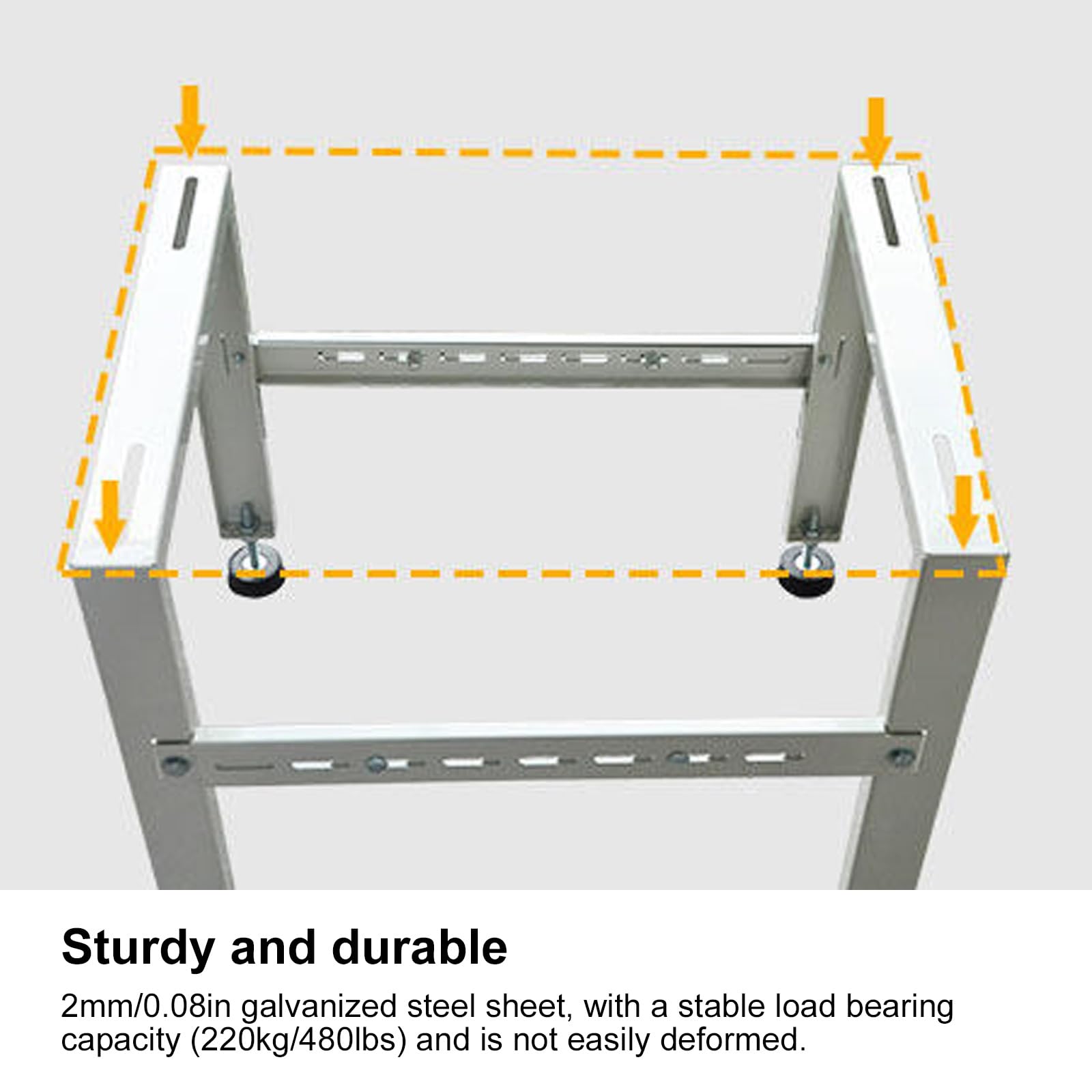 Soporte Aire Acondicionado Exterior, Kit Aire Acondicionado, de Pie, Acero Galvanizado, Capacidad de Carga de 220 Kg