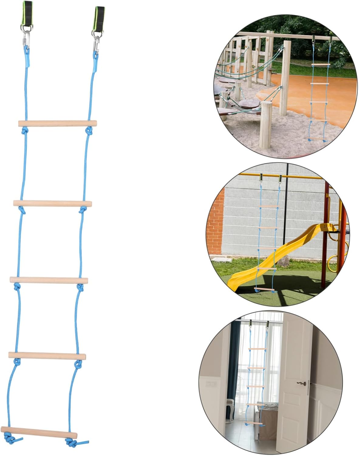 Totority 1set Boy Girl Rope Ladder for Outdoor Playground Soft and Sturdy Climbing Ladder Five Height Levels Safe Wooden Construction for Indoor Play Garden Climbing Toy for Boy Girl