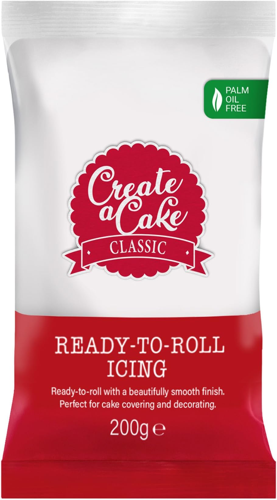 Create A Cake Ready To Roll Icing | White Fondant Icing | Palm Free Sugar Paste For Cake Decorating, Cupcakes, Cookies, Cakes - 200g