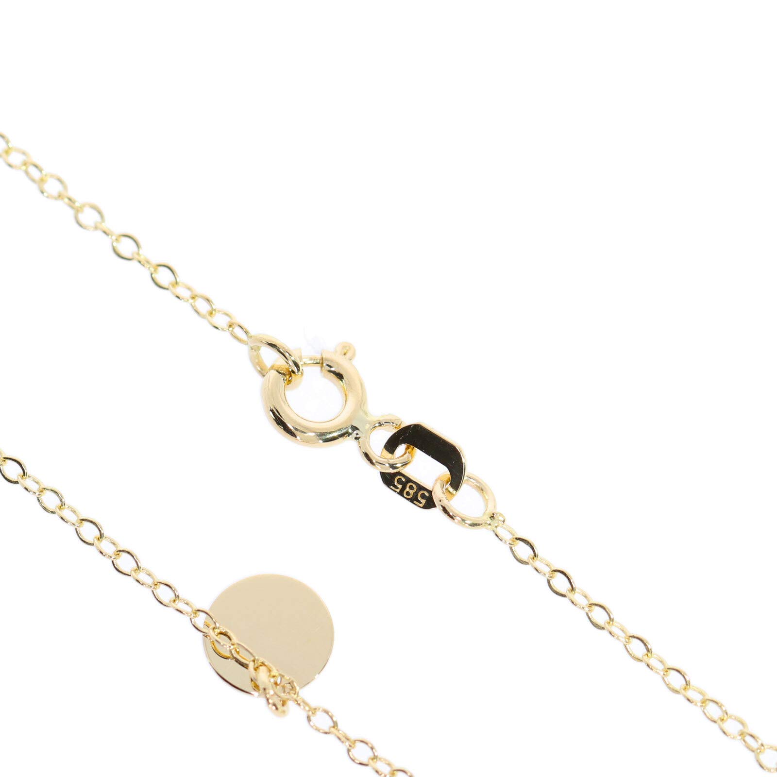 Damen Halskette mit 7 Plättchen 585 Gold Kreis Kette Collier Schmuck