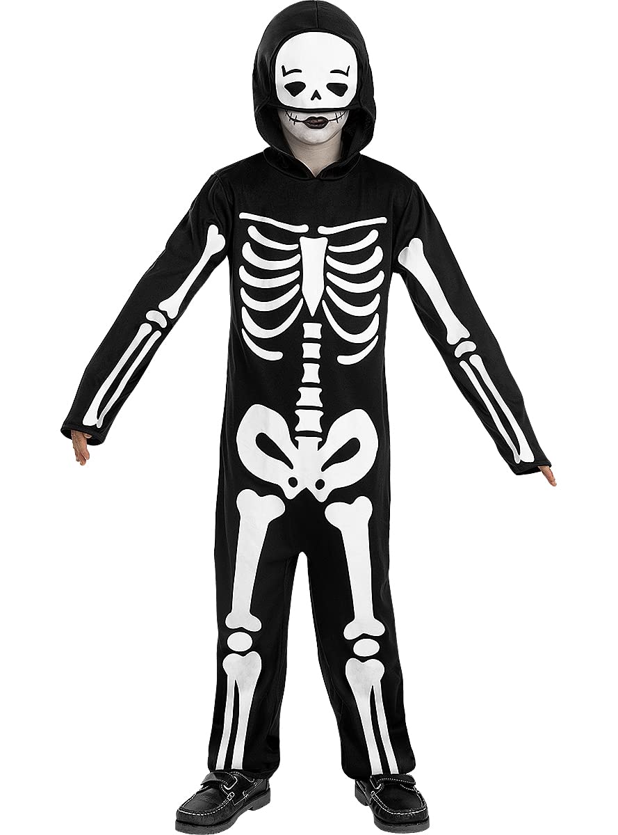 Funidelia | Disfraz de Esqueleto para niño Esqueleto, Calavera, Terror - Disfraz para niños y Divertidos Accesorios para Fiestas, Carnaval y Halloween - Negro