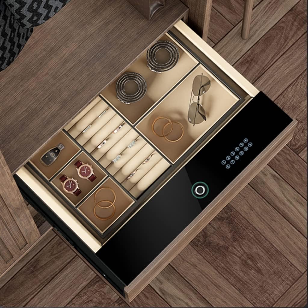Mini coffre-fort invisible avec empreintes digitales et mot de passe, écran tactile antivol tout en acier pour bureau et maison – Noir