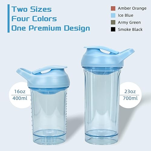 Miniatura 5 de Botella mezcladora de proteínas, taza de proteína a prueba de fugas para gimnasio, fitness y suplementos (1 paquete, azul)