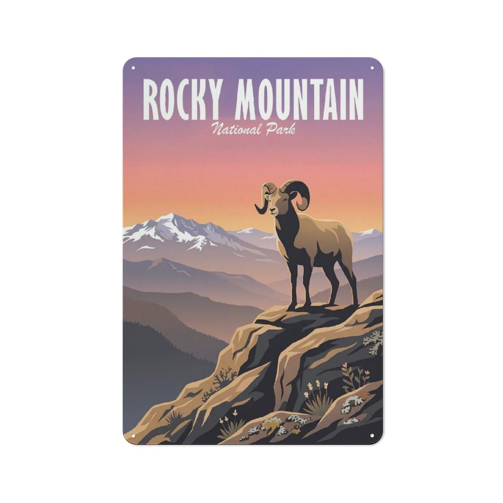 Junmoney Style-11 Vintage Tin Sign 30X20cm With Rocky Mountain National Park Bighorn Sheep For Garage Or Workshop, For Metal Sign Collectors, For Cafés, Pubs And Restaurants