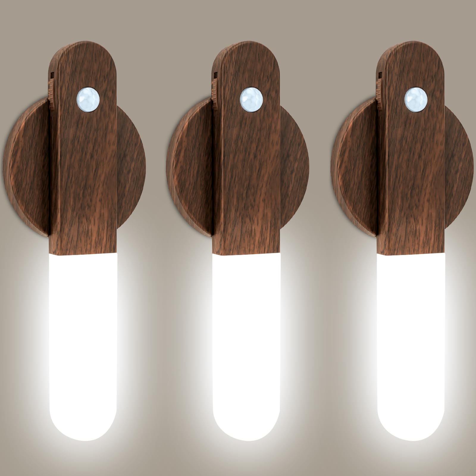 Toowell 3 Stück Wandleuchte Ohne Stromanschluss Akku Wandleuchte mit Bewegungssensor Innen Akku Lampe mit Bewegungsmelder Wandlampe mit Bewegungsmelder Innen für Treppenbeleuchtung Kinderzimmer