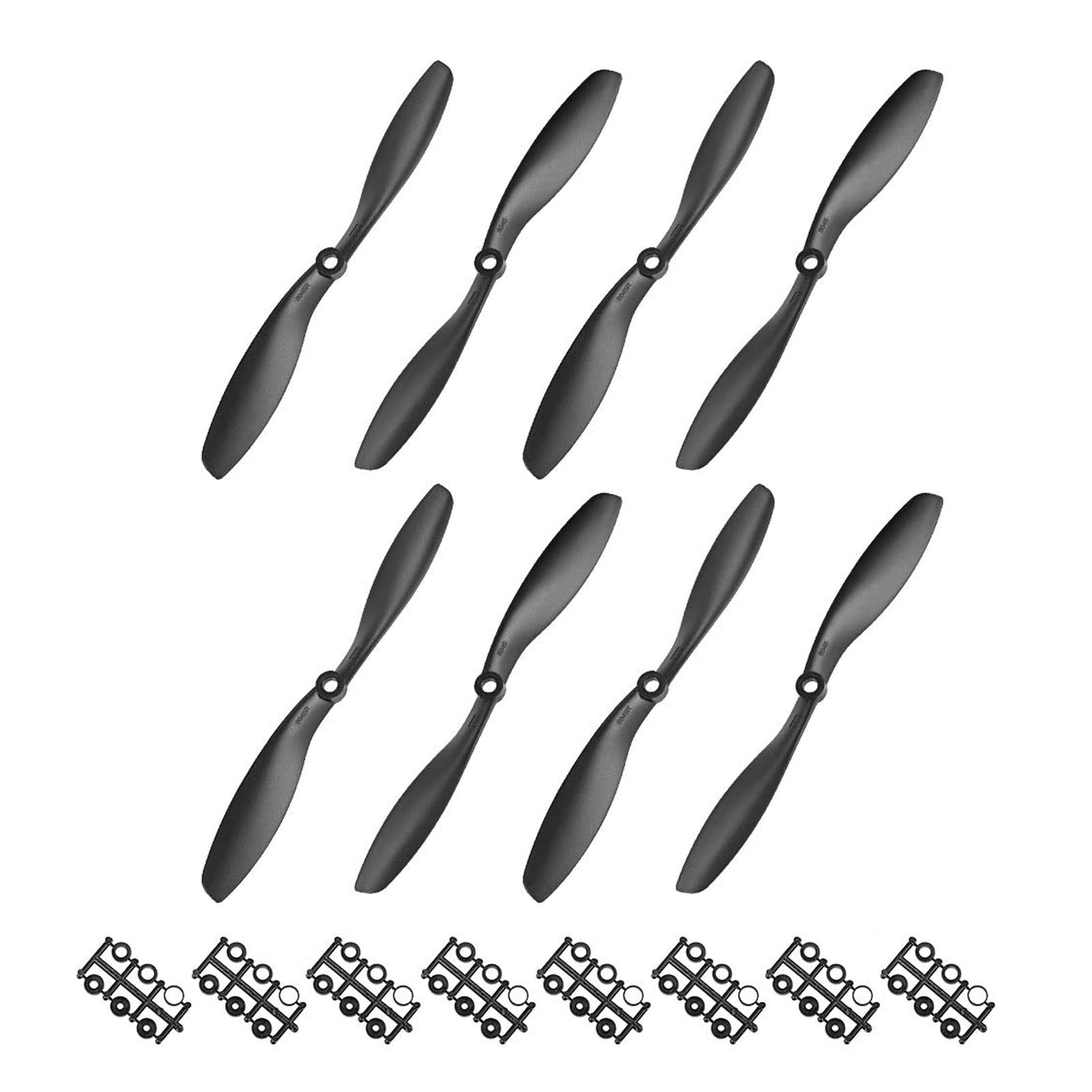 TOP-VIGOR 8pcs CW CCW RC Propellers 8045 8 x 4.5 Inch 2-Vane Fixed-Wing RC Vehicle Propellers Replacement for RC Airplane with Adapter Rings Nylon Black, 4CW+4CCW