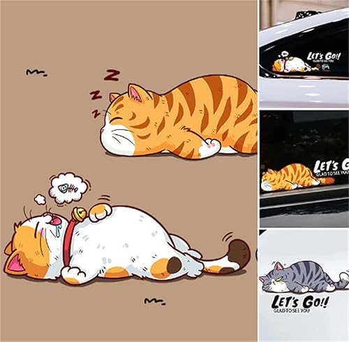Miniatura 4 de Calcomanía de dibujos animados de gatos lindos para automóvil, calcomanías de vinilo para automóvil de gato, divertidas calcomanías para automóvil