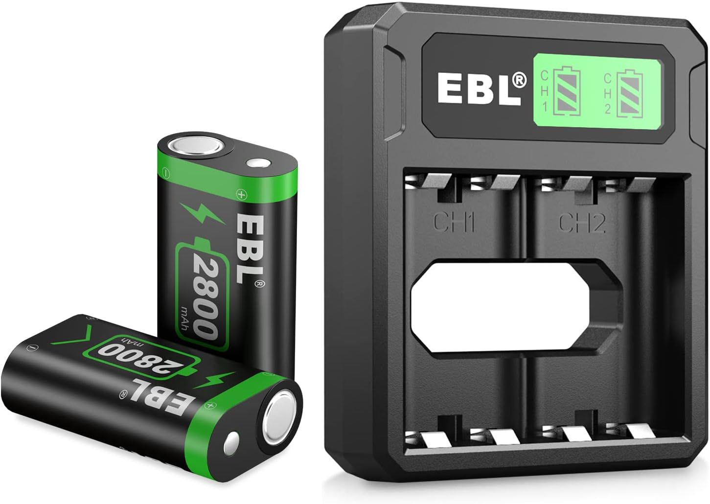 EBL Xbox Series X/S Battery 2800mAh 2 Pack and Matched Battery Charger