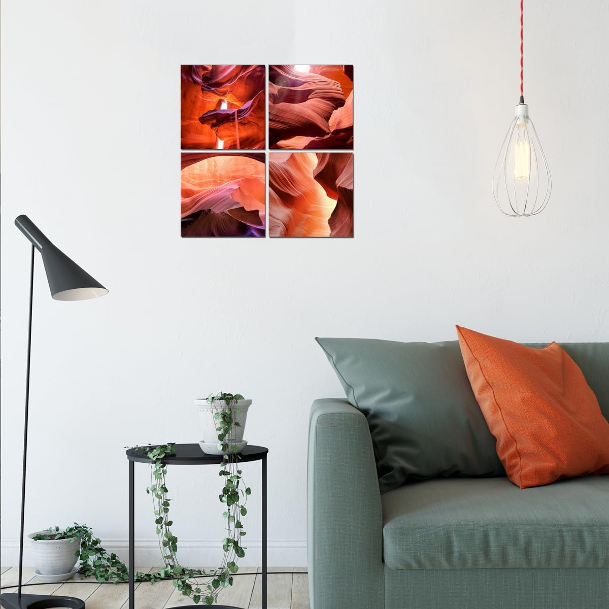 Antelope Canyon Mountain National Parks Nature Landscape Canvas Wall Art Bathroom Bedroom Picture for Living Room Wall Decor Framed 12x12inch