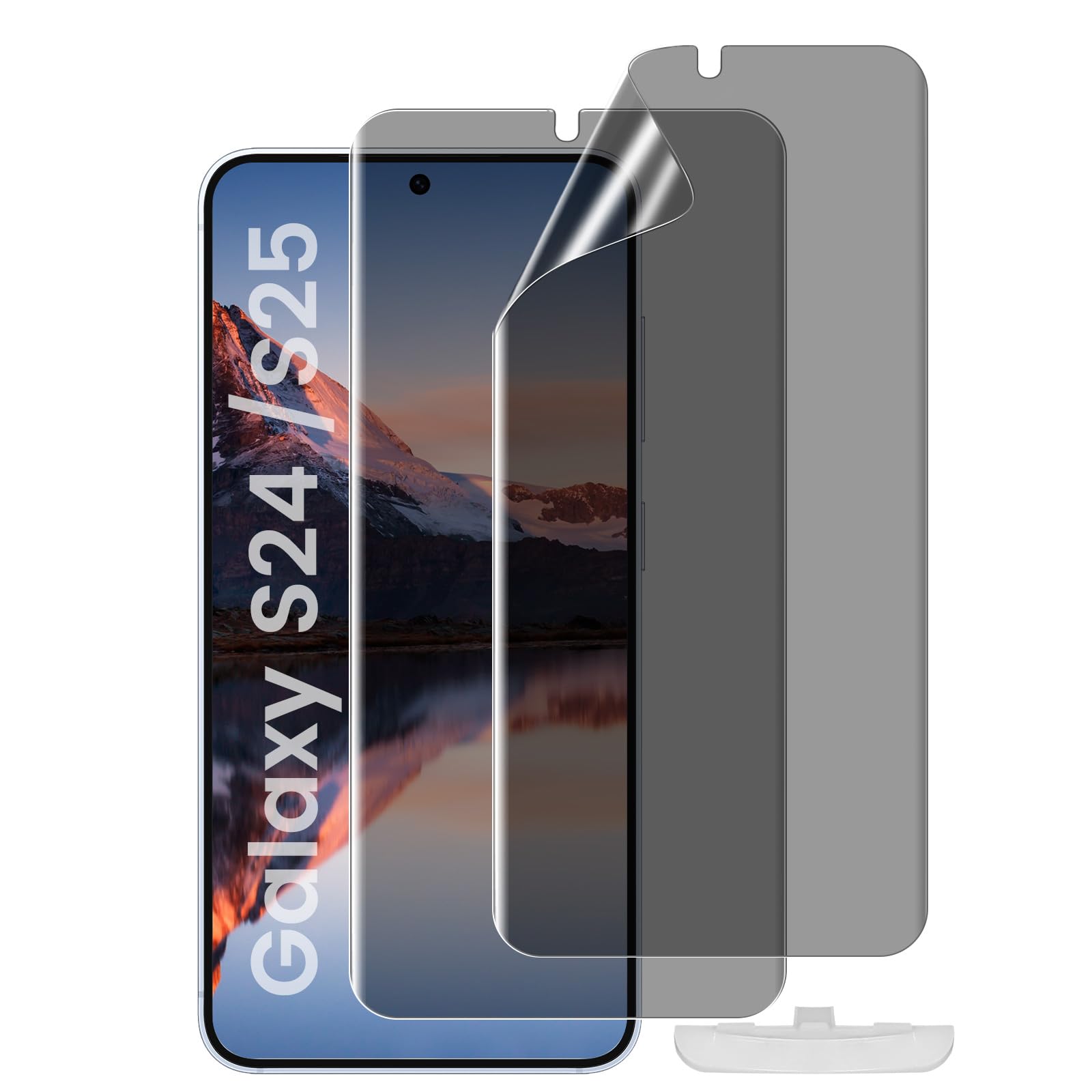 Galaxy S24 / S25用 覗き見防止フィルム さらさら 指紋認証対応 【2枚セット 柔らかいTPU素材 自動修復】 ギャラクシーS24 画面保護フィルム ぎゃらくしーS25 のぞき見防止フィルム ガイド付き 【気泡ゼロ 高感度 指紋防止 取り付け簡単 ケースと干渉せず】