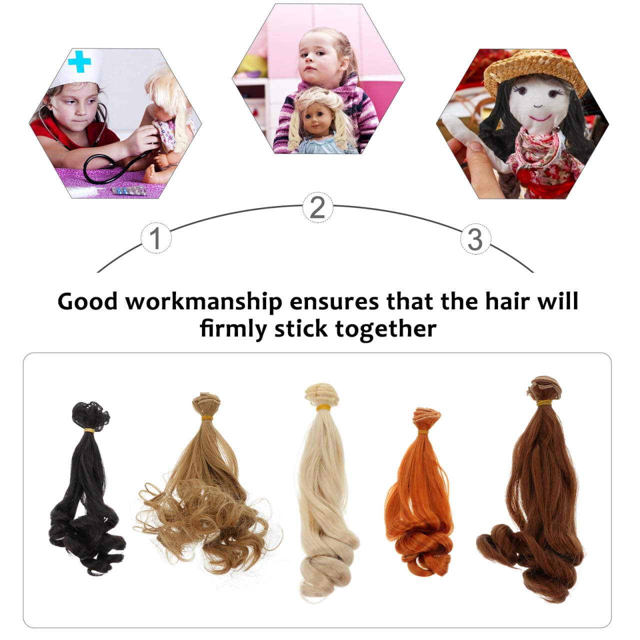 STOBOK Parrucca corta per bambole in seta ad alta temperatura resistente al calore con fascia elastica fai da te accessori per capelli delle bambole Bjd fai da te e riparazioni