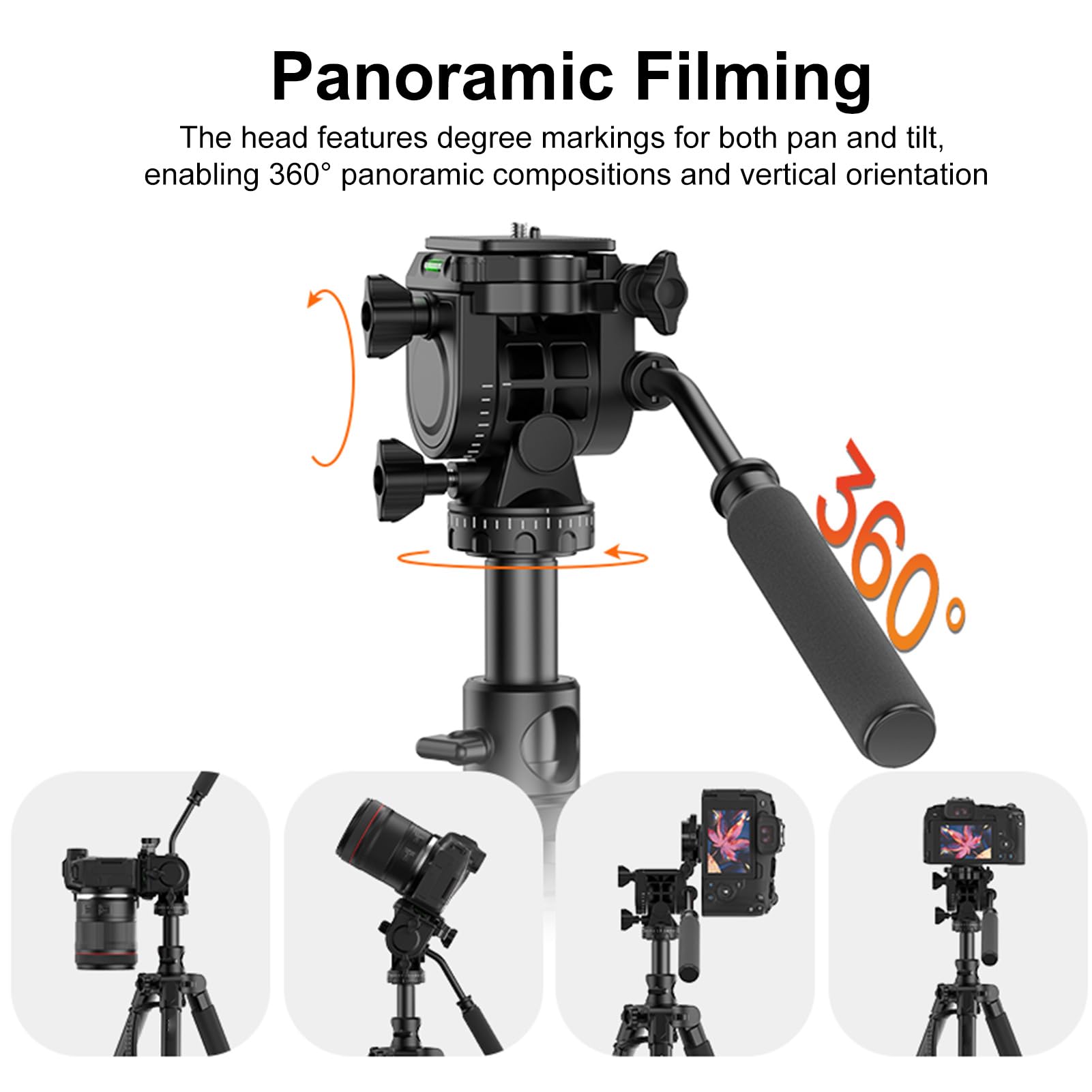 Statyw do Aparatu Monopod, 77-calowy, Poziomy Statyw Wideo z kolumną środkową z 3-kierunkową głowicą obrotową do Wykonywania zdjęć Bezlusterkowych lustrzanką cyfrową,