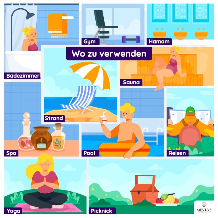 MEVLYS Beach Towel Hammam Towel [Pack Of 2] Sauna Towel Sauna Towel Bath Towel Shower Towel Beach Towel Picnic Blanketu00100% Cotton Extra Light For Men - View #6