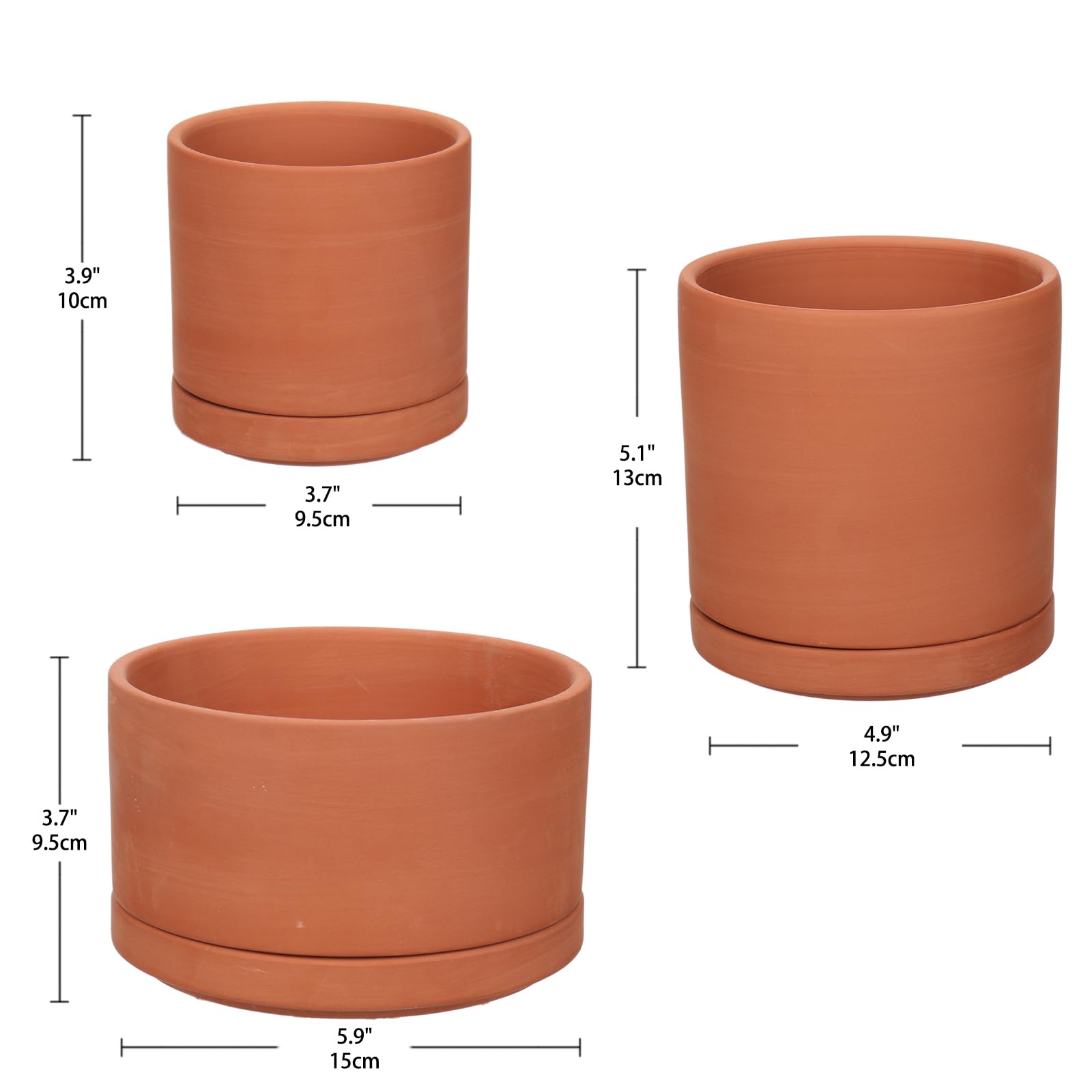 Briful 3 vasi in terracotta con foro di scarico per piante grasse, ideali per piante, fai da te, regalo di nozze