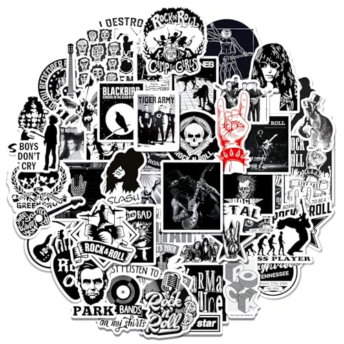 TYXHXTF 50 Pièces Autocollants Rock and Roll, Autocollants Rock Band, Vinyle Imperméables, Metal Band Sticker, pour Ordinateur Portable, Skateboard, Bagages, Guitare