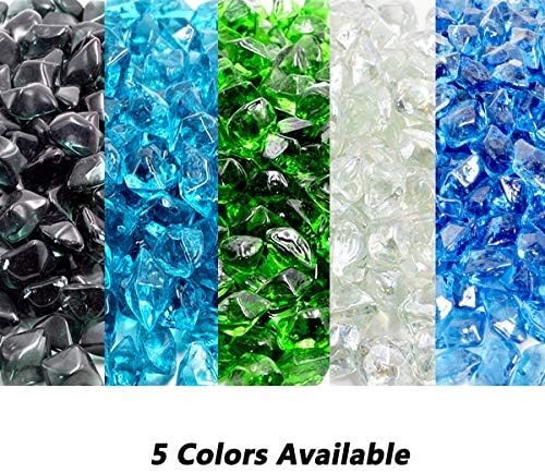 Miniatura 3 de Skyflame Vidrio de fuego de polígono de 10 libras para jardinería de chimeneas, 12 pulgada, azul aguamarina y cristal