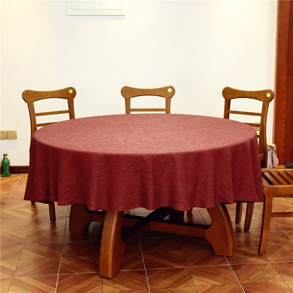 Nappe ronde coton rouge 180cm WENJUN pour prot&eacute;ger et habiller la table