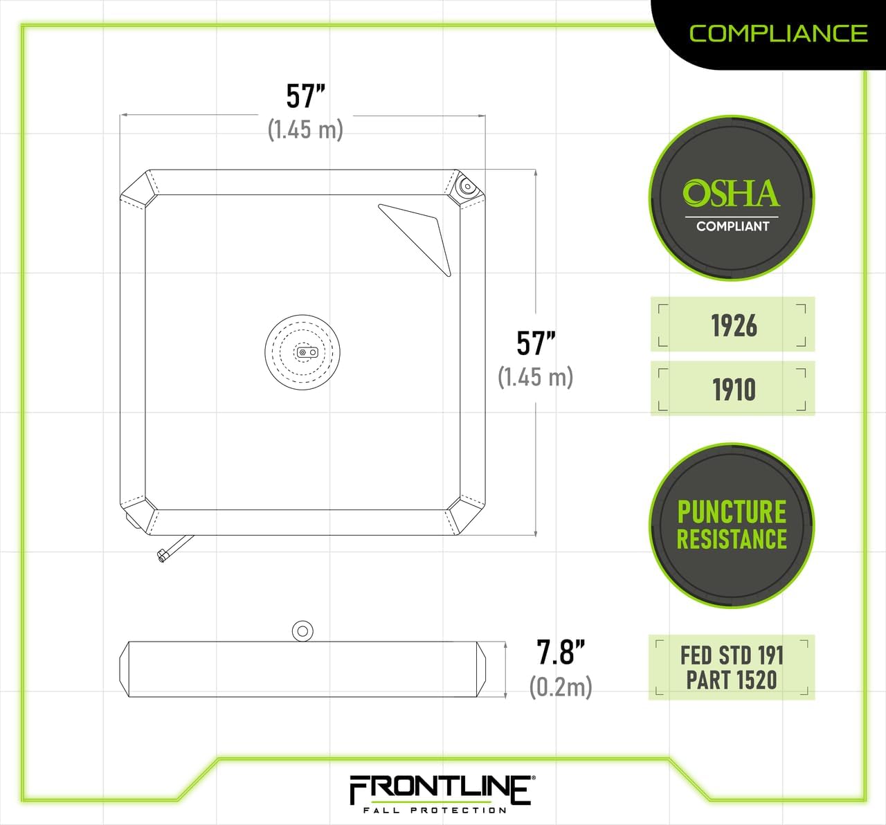 Frontline EcoAnchor Fall Arrest System | Lightweight, Reusable, and Tool-Free Setup | Made from Fire-Resistant Neoprene | Complies with OSHA & EN 795