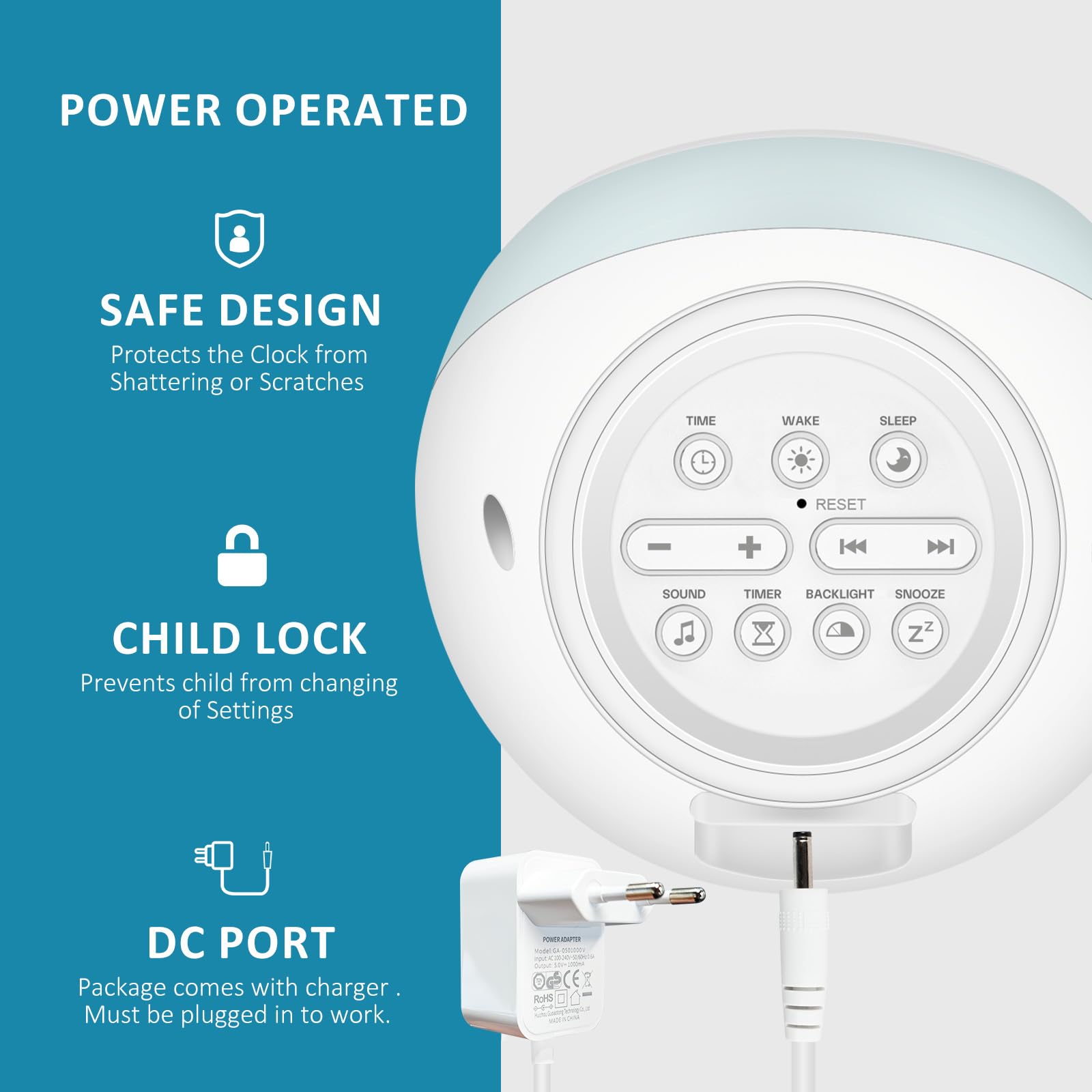 I·CODE - Reloj despertador infantil Sol y Luna, entrenador de sueño con luz nocturna, dispositivo de sonido de sueño, temporizador de sueño