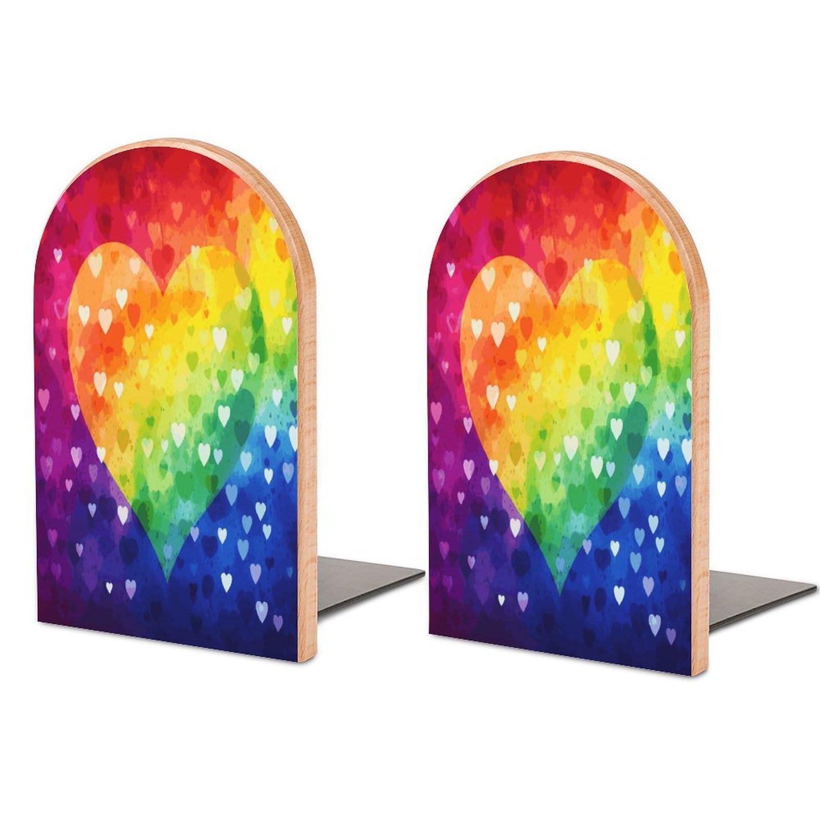 Sujetalibros de madera arcoíris antideslizantes para estantería infantil