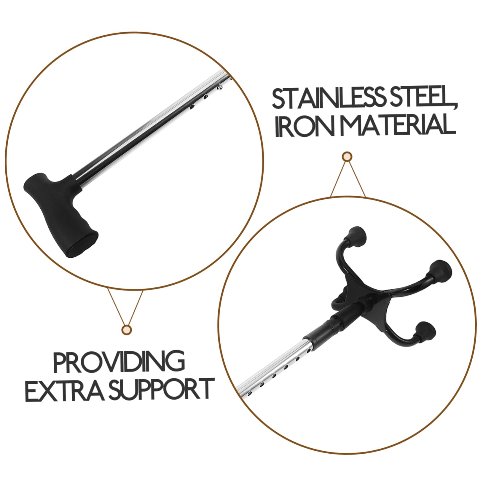 BESTYASH Bastón Ajustable De Acero Inoxidable para Personas Mayores Bastón Plegable De Cuatro Patas Mango Antideslizante Portátil para Uso Exteriores Hogar y Viajes