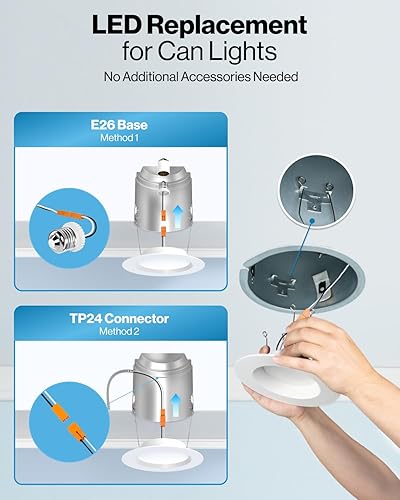 Miniatura 6 de Sunco Lighting Paquete de 24 luces LED para latas de 56 pulgadas, iluminación empotrada, borde deflector, regulable, luz diurna de 5000 K, 13 W  75