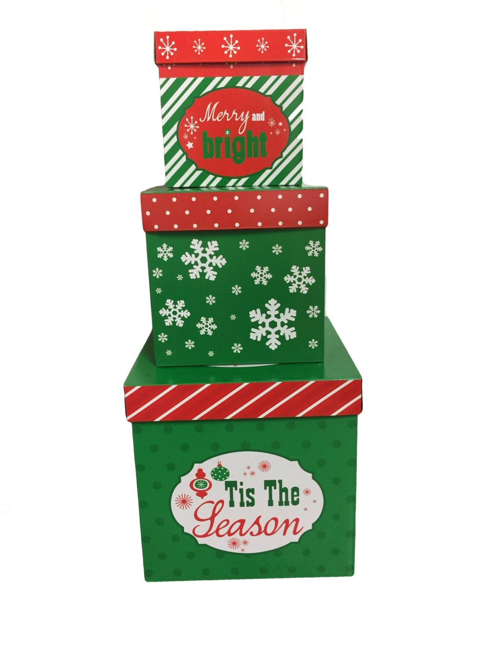 Amazon.com: 3 Holiday Boxes w/Lids Nesting Tiered Cubes for Display or ...