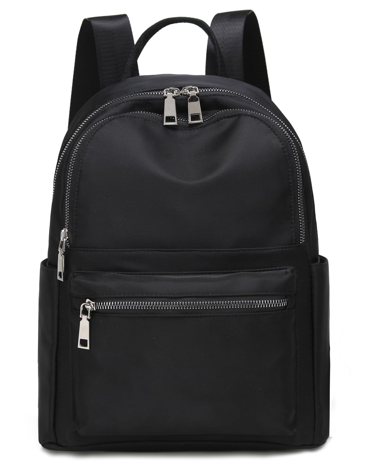 Zhongningyifeng Women's Black Backpack Purse For Nylon Lightweight, Travel Casual Daypack Silver Zippers