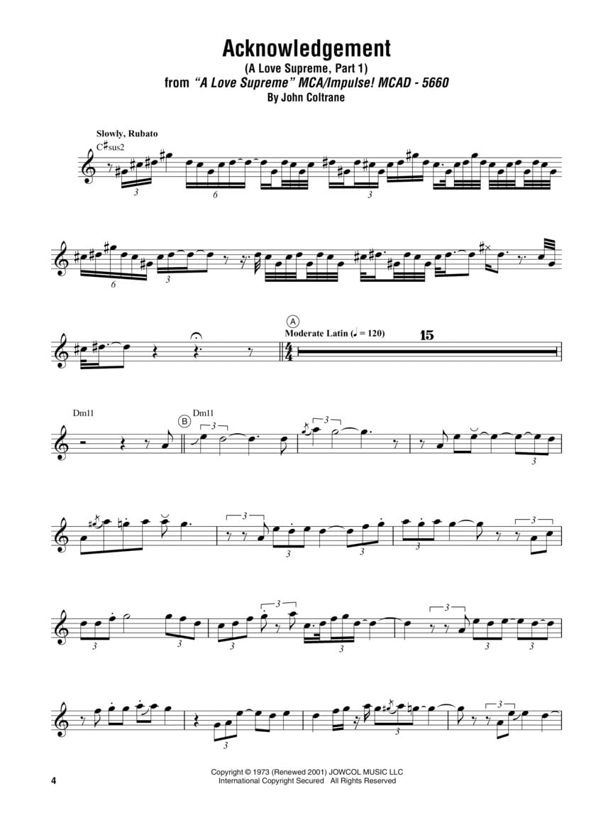 John Coltrane Omnibook for E-flat Instruments - Alto Saxophone, Baritone Sax