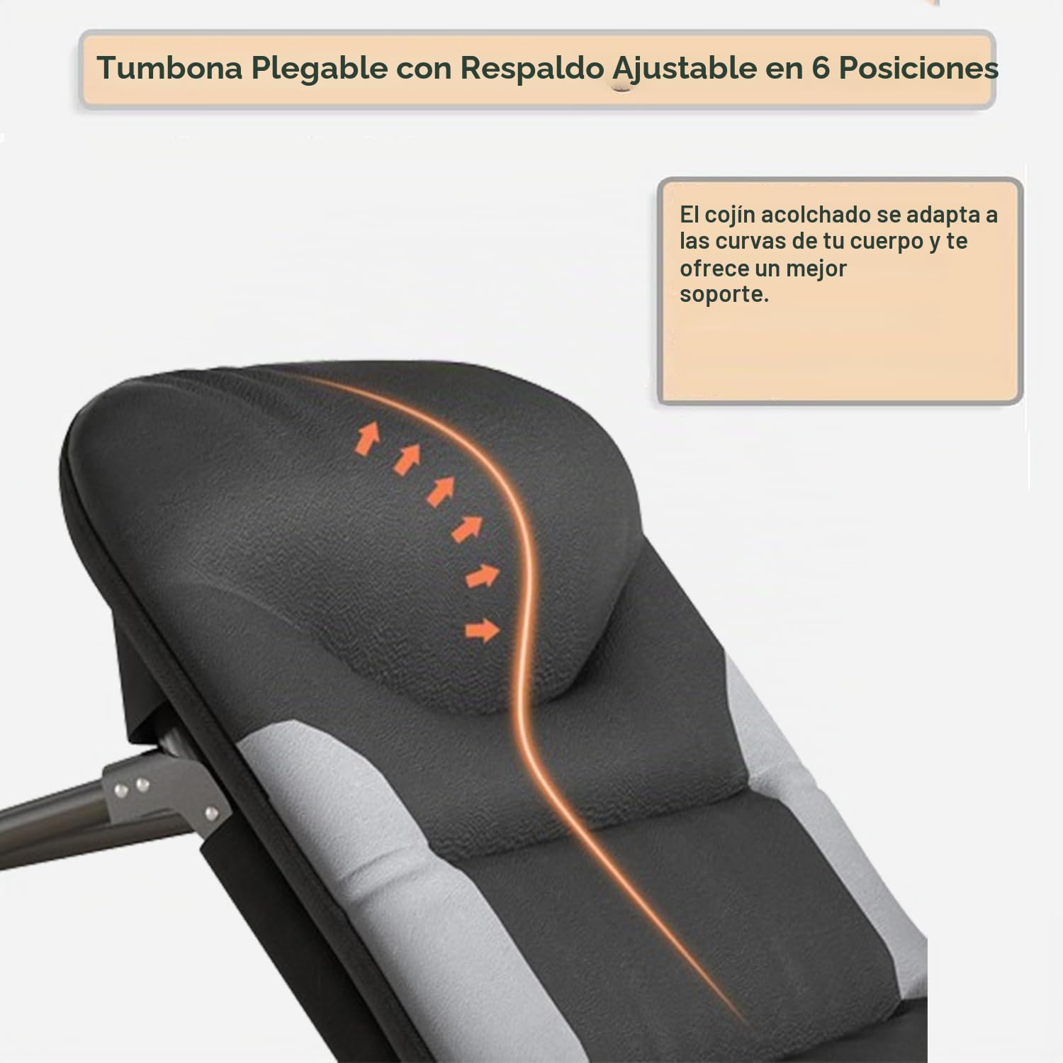 Tumbona resistente a la intemperie con colchón y respaldo ajustable en 6 posiciones, tumbona de jardín plegable, cómoda con bolsillo lateral, tumbona de camping plegable, ultraligera, ideal