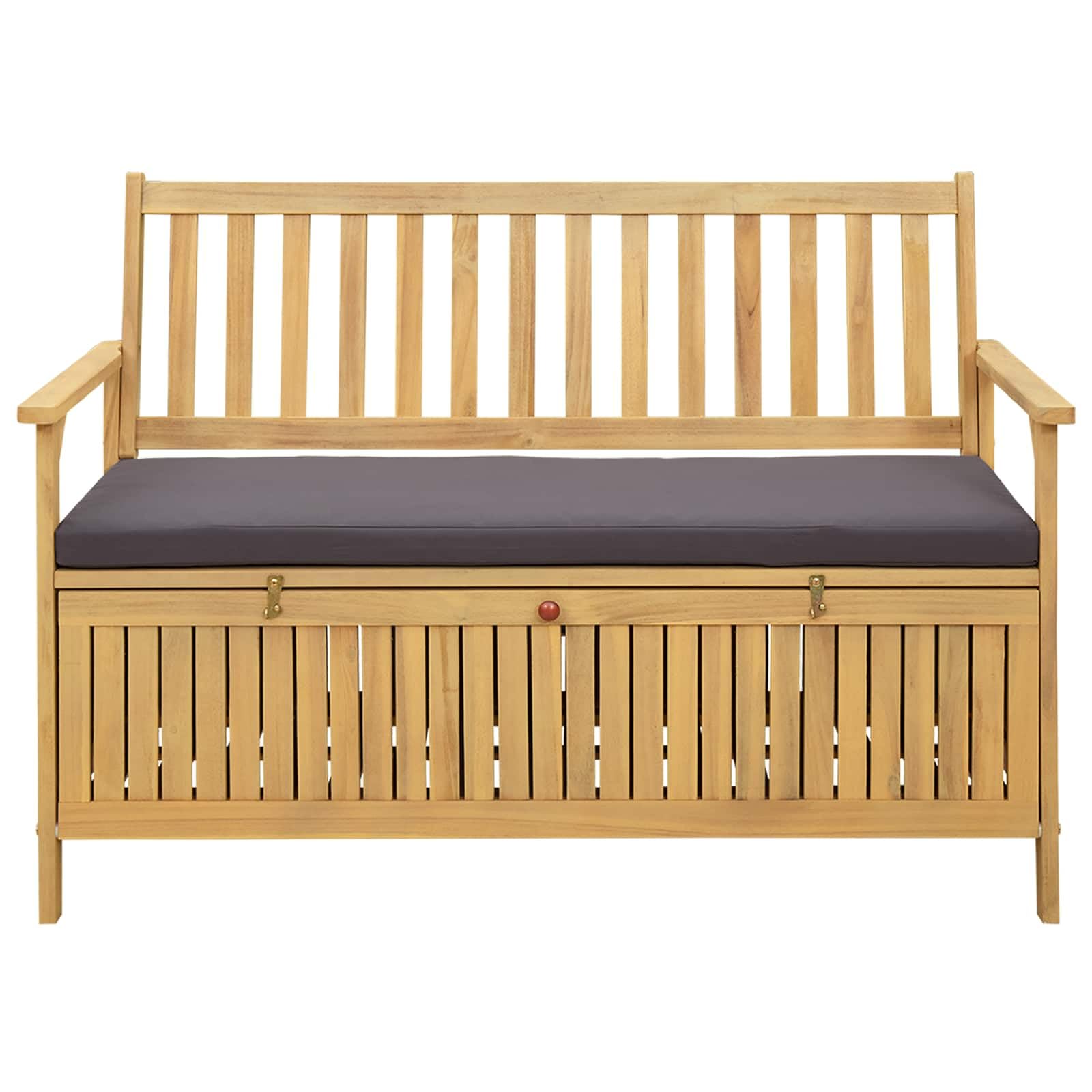 Banc de Jardin avec Coffre de Rangement et Coussin 120cm