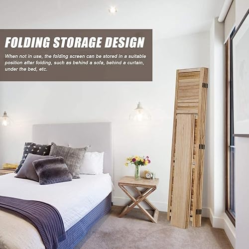 Miniatura 7 de Divisores de habitación de 69 pulgadas de alto y pantallas de privacidad plegables, separadores de habitación de madera de 4 paneles, separadores de