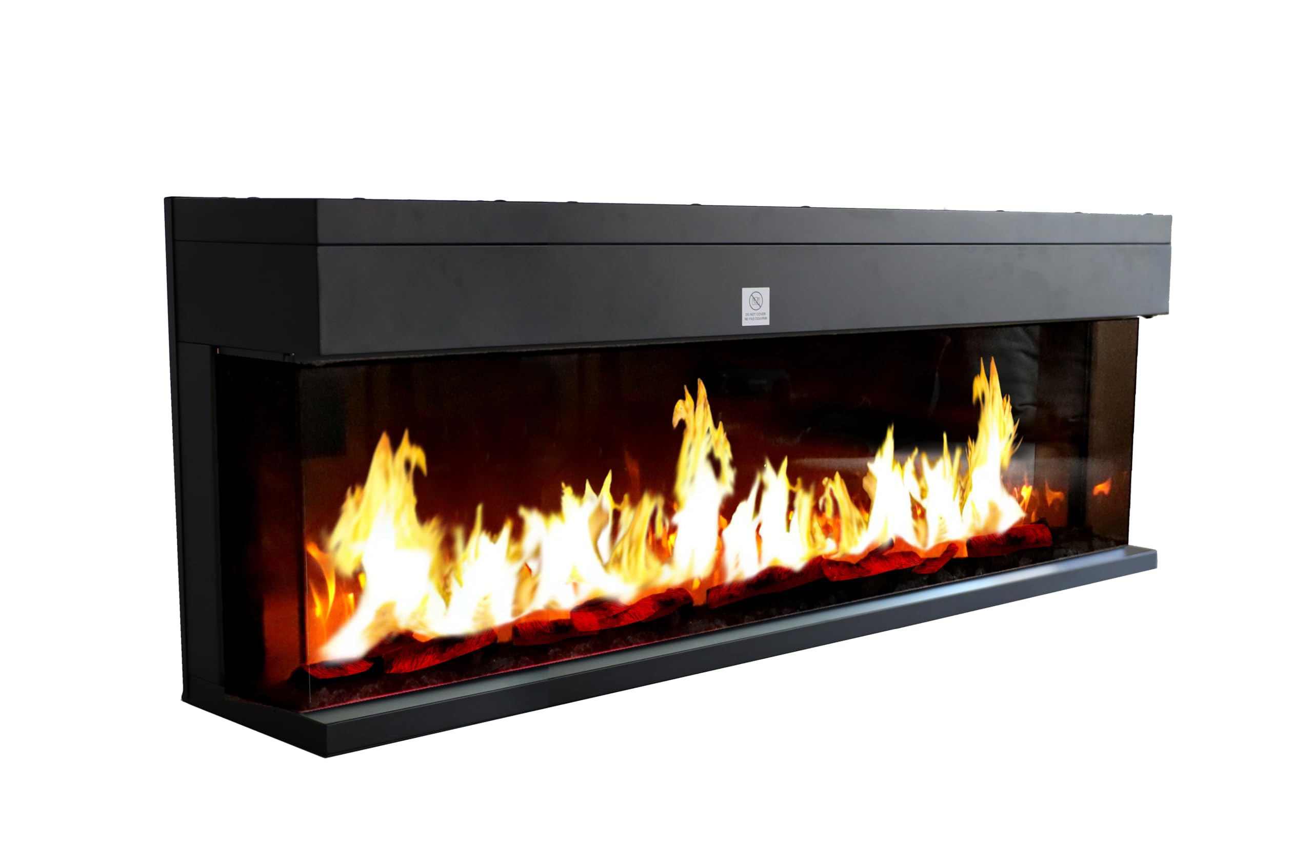 CHEMIN'ARTE Chimenea eléctrica empotrable 150cm con calefacción, Efecto de Llama Leds 3D- Chimenea Decorativa, bajo Consumo, de Pared - 3 Vistas y Opciones de instalación